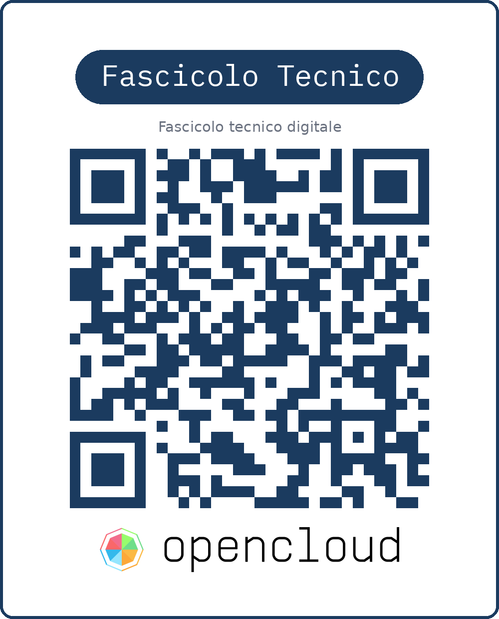 Etichetta con QR code del fascicolo tecnico, da stampare e applicare sul quadro o sulla macchina